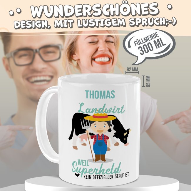 Berufe-Tasse f&uuml;r M&auml;nner - Landwirt - mit Name