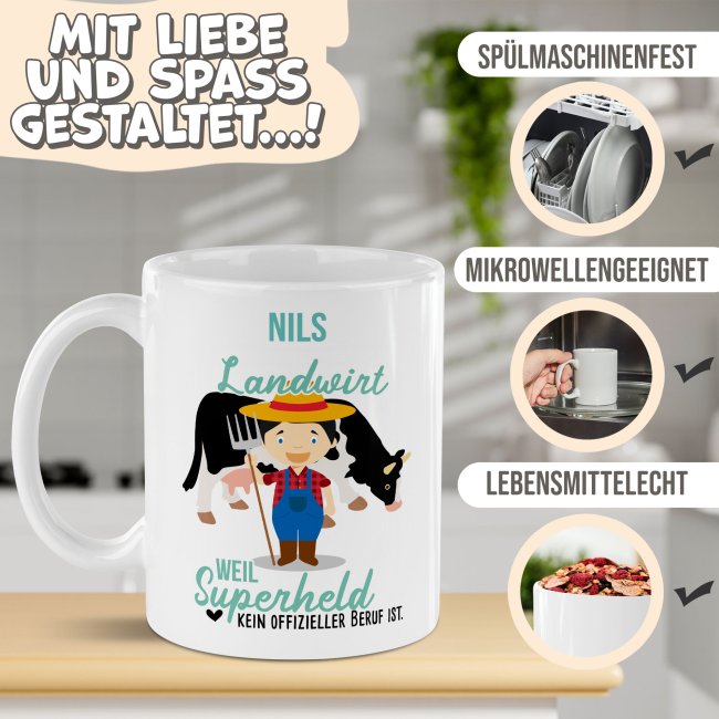 Berufe-Tasse f&uuml;r M&auml;nner - Landwirt - mit Name