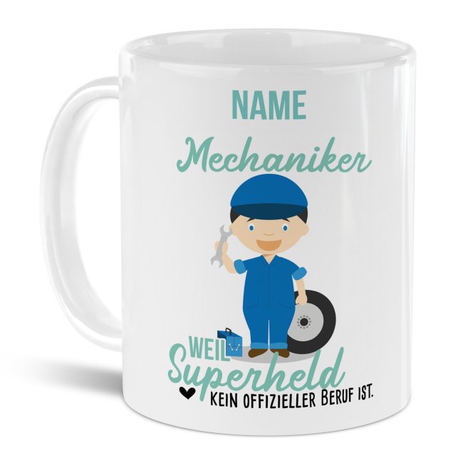 Berufe-Tasse f&uuml;r M&auml;nner - Mechaniker - mit Name