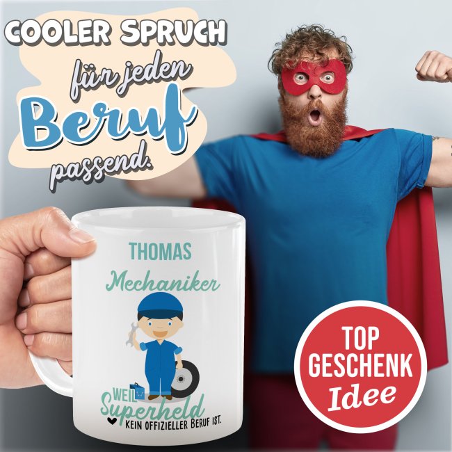 Berufe-Tasse f&uuml;r M&auml;nner - Mechaniker - mit Name