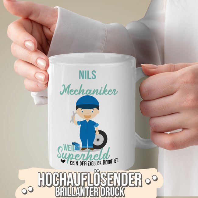 Berufe-Tasse f&uuml;r M&auml;nner - Mechaniker - mit Name