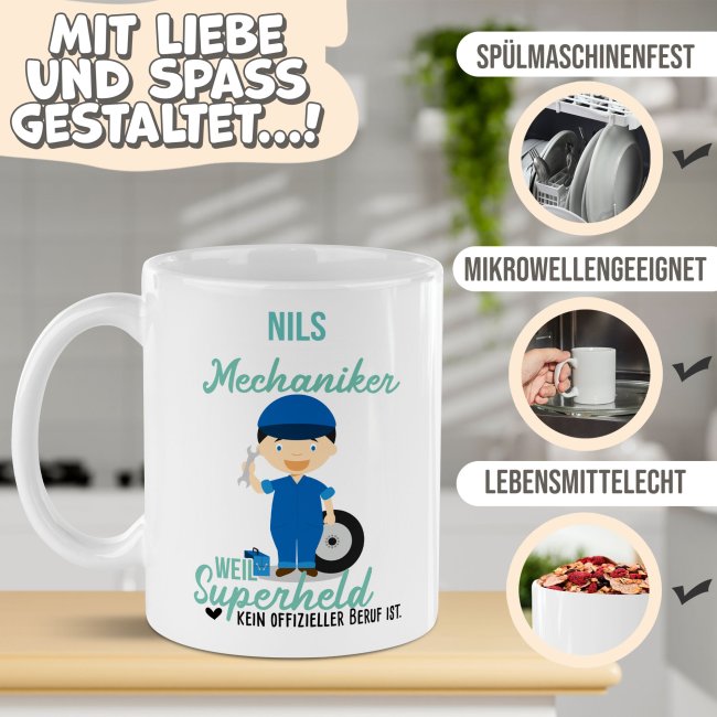 Berufe-Tasse f&uuml;r M&auml;nner - Mechaniker - mit Name