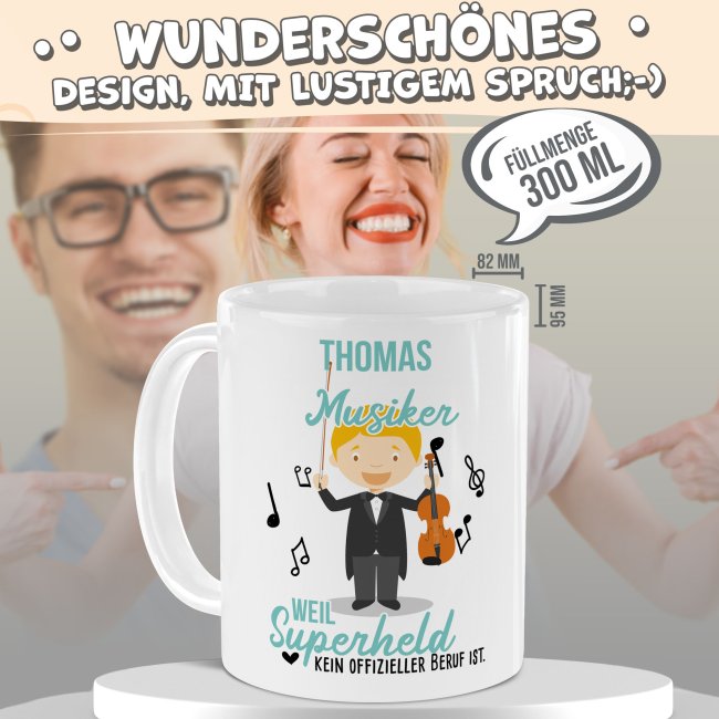 Berufe-Tasse f&uuml;r M&auml;nner - Musiker - mit Name