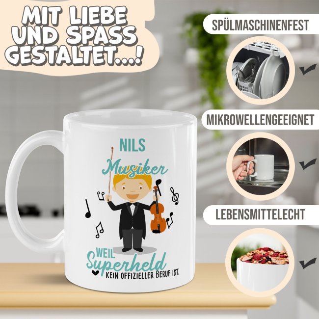 Berufe-Tasse f&uuml;r M&auml;nner - Musiker - mit Name