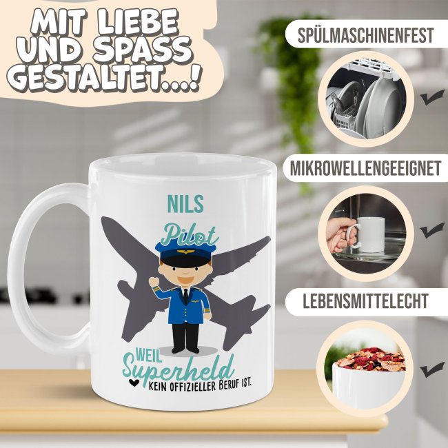 Berufe-Tasse f&uuml;r M&auml;nner - Polizist - mit Name