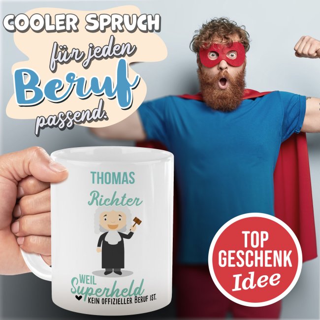 Berufe-Tasse f&uuml;r M&auml;nner - Richter - mit Name