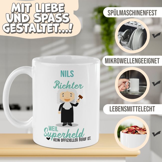 Berufe-Tasse f&uuml;r M&auml;nner - Richter - mit Name