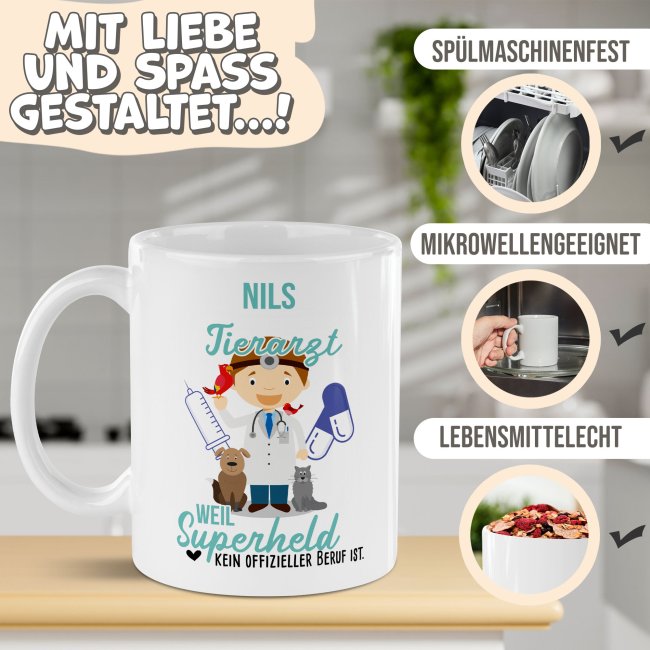 Berufe-Tasse f&uuml;r M&auml;nner - Tierarzt - mit Name