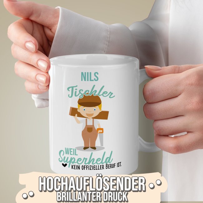 Berufe-Tasse f&uuml;r M&auml;nner - Tischler - mit Name