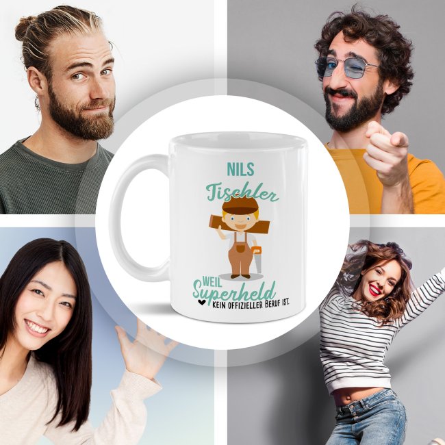 Berufe-Tasse f&uuml;r M&auml;nner - Tischler - mit Name