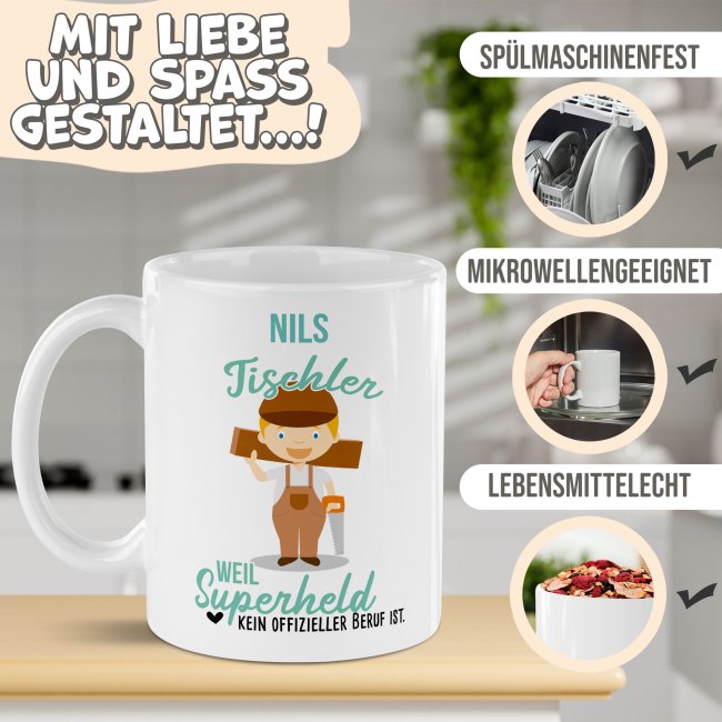 Berufe-Tasse f&uuml;r M&auml;nner - Tischler - mit Name