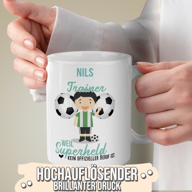 Berufe-Tasse f&uuml;r M&auml;nner - Trainer - mit Name