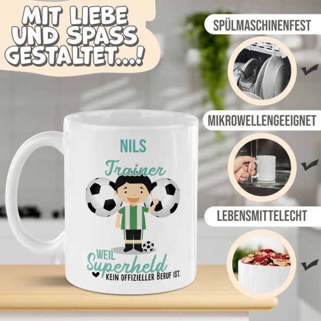 Berufe-Tasse f&uuml;r M&auml;nner - Trainer - mit Name