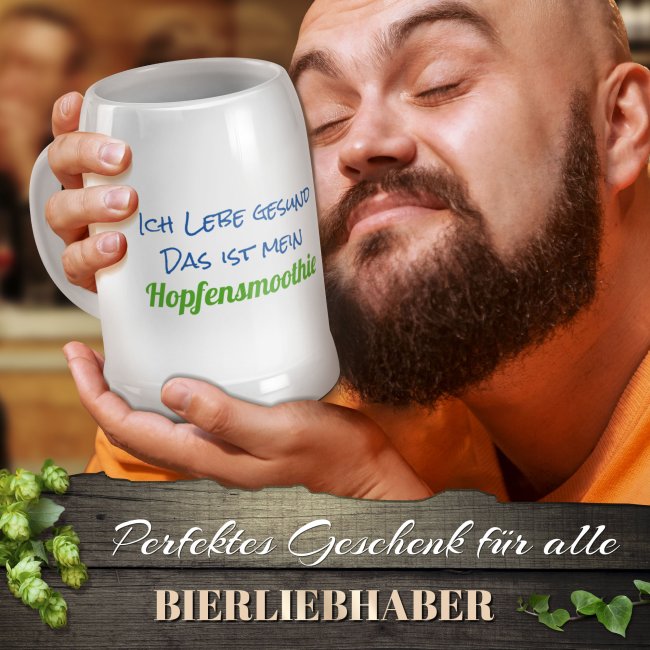 Personalisierter Bierkrug - mit 5 Zeilen Wunschtext selbst gestalten - Text mittig - Keramik