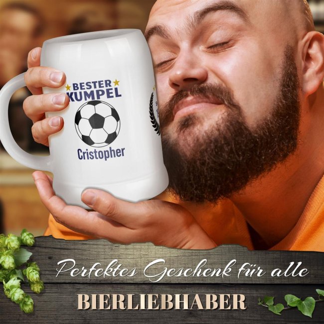 Bierkrug selbst gestalten mit Name und Jahr - Bester Kumpel - Keramik