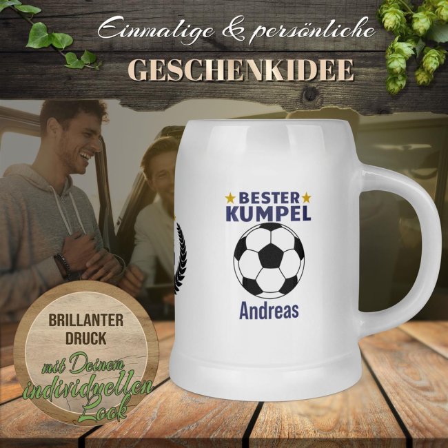 Bierkrug selbst gestalten mit Name und Jahr - Bester Kumpel - Keramik