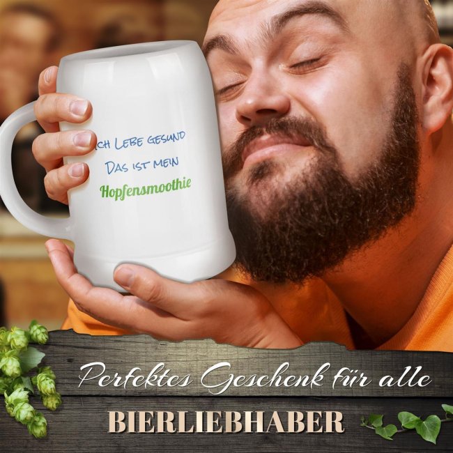 Personalisierter Bierkrug - mit 5 Zeilen Wunschtext selbst gestalten - Text beidseitig