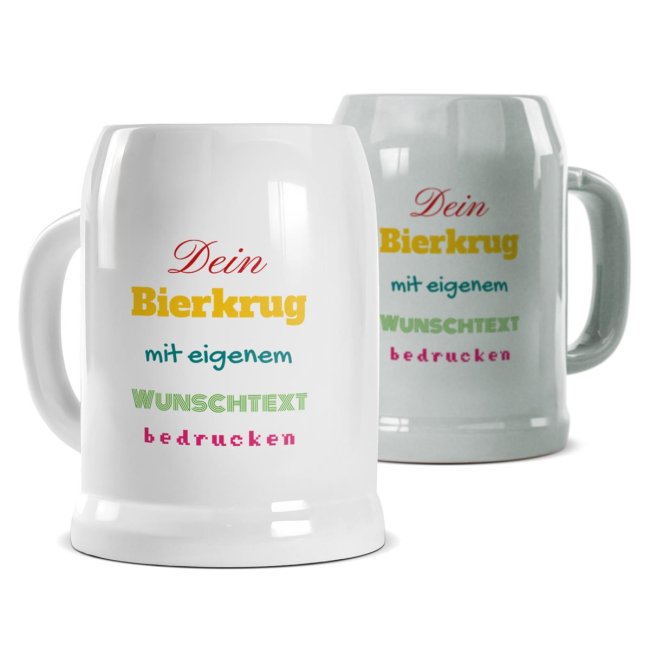 Personalisierter Bierkrug - mit 5 Zeilen Wunschtext selbst gestalten - Text beidseitig