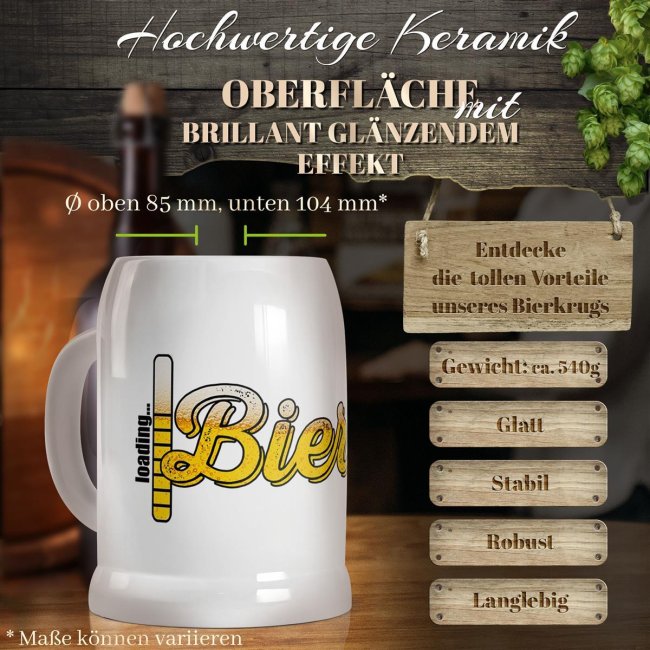 Bierkrug mit Spruch - Bier loading - Keramik