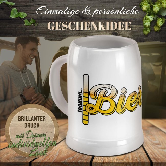 Bierkrug mit Spruch - Bier loading - Keramik