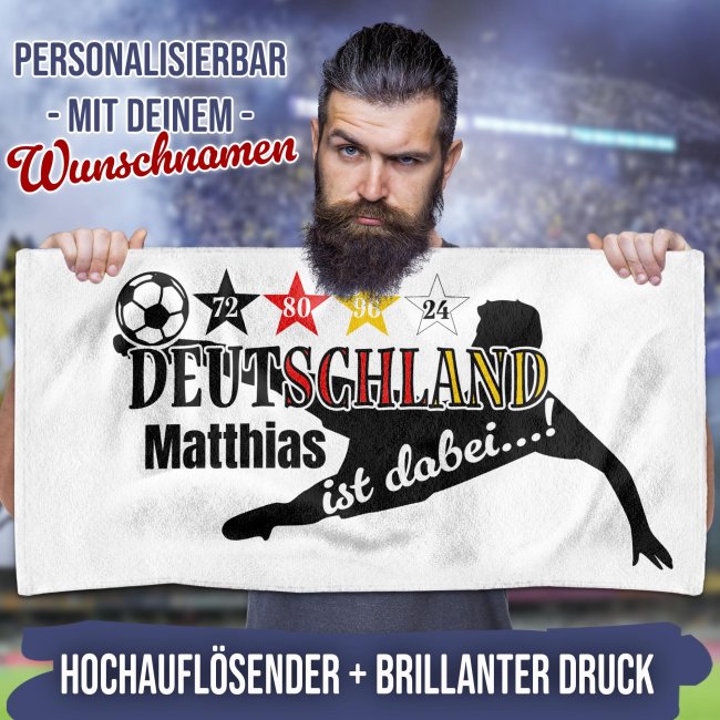 Personalisiertes Handtuch f&uuml;r EM Fans - 2 Gr&ouml;&szlig;en