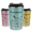 To Go Edelstahlbecher Glitzer - Schmetterling - mit Name