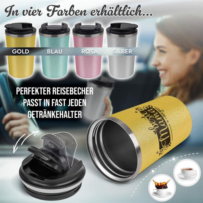 To Go Edelstahlbecher Glitzer - Beste Mama der Welt