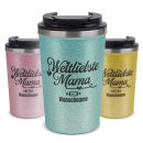 To Go Edelstahlbecher Glitzer - Weltliebste Mama - mit Name