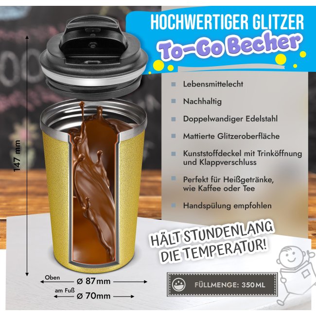 To Go Edelstahlbecher Glitzer - Hinter jedem Kind steht eine Lehrerin