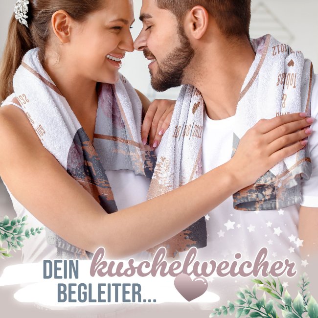 Personalisiertes Handtuch zur Hochzeit - 2 Gr&ouml;&szlig;en