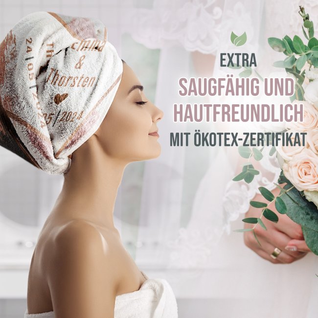 Personalisiertes Handtuch zur Hochzeit - 2 Gr&ouml;&szlig;en