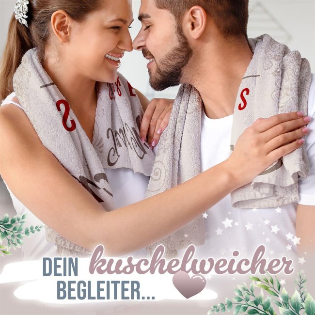 Handtuch als Hochzeitsgeschenk - Just married - mit Namen und Datum  - 2 Gr&ouml;&szlig;en