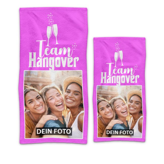 Handtuch zum Jungesellenabschied - Team Hangover - mit Foto bedrucken - 2 Gr&ouml;&szlig;en