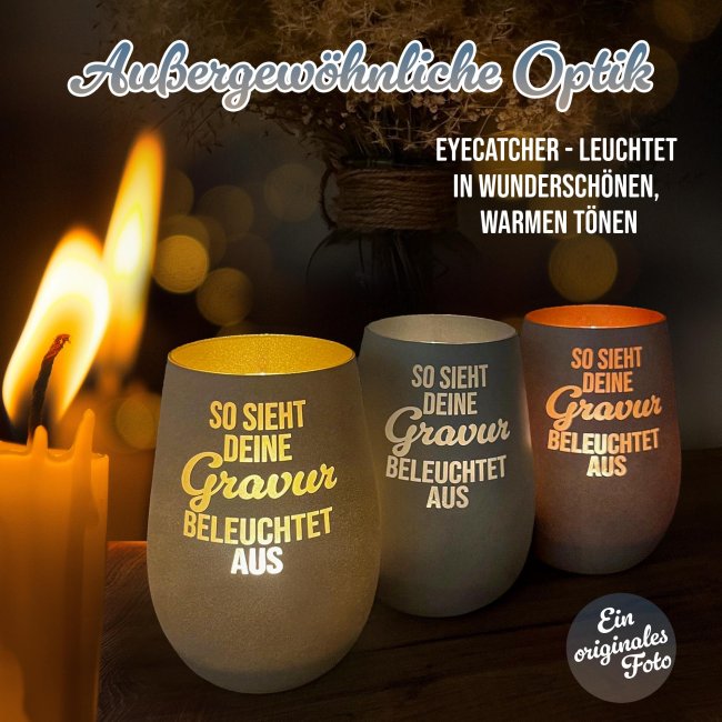 Wei&szlig;es Windlicht  mit Gravur - Alles Liebe zur Taufe - mit Name - inkl. Teelicht