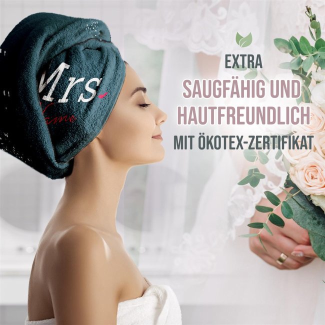 Personalisierbare Handt&uuml;cher zur Hochzeit - Mr.&amp; Mrs. - mit Namen in Blau - 2 Gr&ouml;&szlig;en