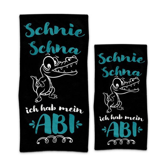 Handtuch mit Spruch - Schni Schna-ich hab mein ABI - blau - in zwei Gr&ouml;&szlig;en