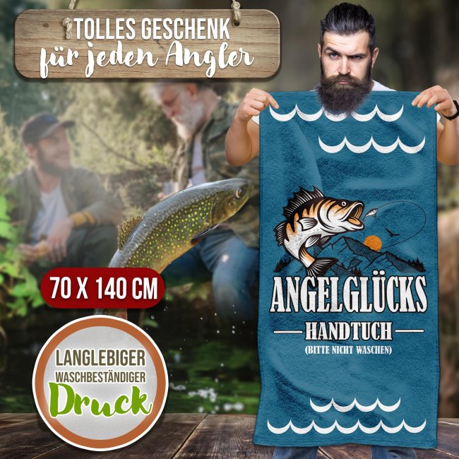 Handtuch f&uuml;r Angler - Angel-Gl&uuml;cks-Handtuch - 2 Gr&ouml;&szlig;en