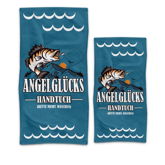 Handtuch f&uuml;r Angler - Angel-Gl&uuml;cks-Handtuch - 2 Gr&ouml;&szlig;en