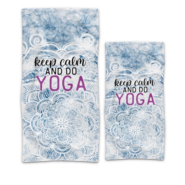 Handtuch mit Spruch - Keep calm, do Yoga - in zwei Gr&ouml;&szlig;en