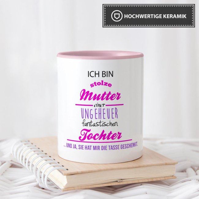 Tasse Stolze Mutter - Innen &amp; Henkel Rosa