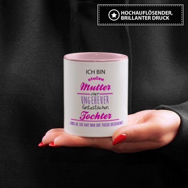 Tasse Stolze Mutter - Innen &amp; Henkel Rosa