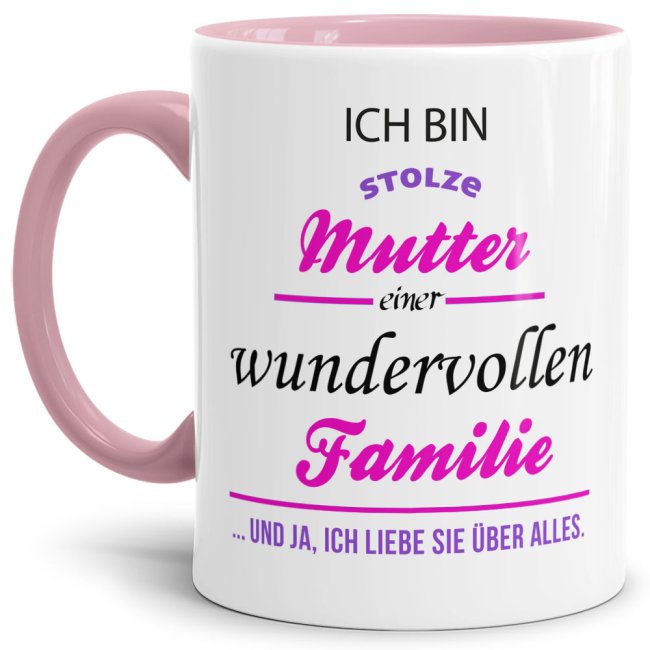 Tasse Stolze Mutter - Innen &amp; Henkel Rosa