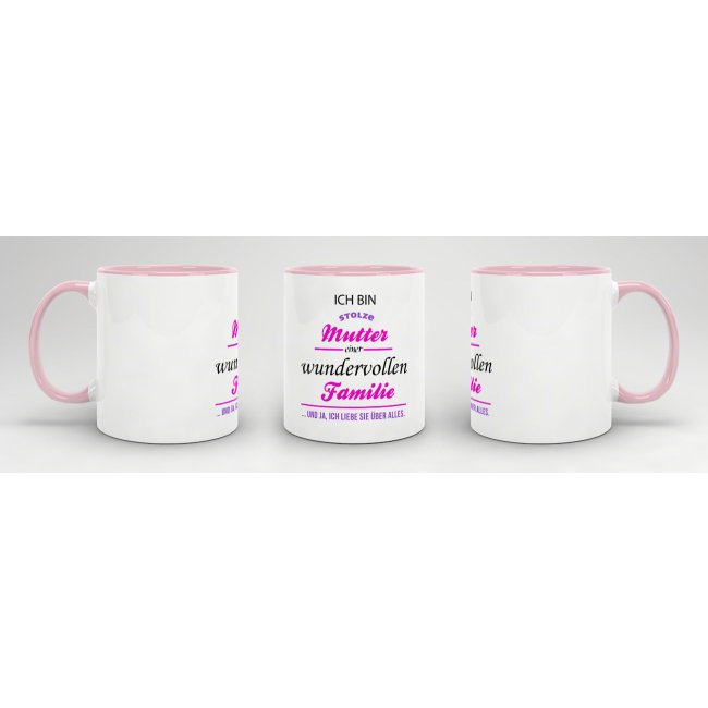 Tasse Stolze Mutter - Innen &amp; Henkel Rosa