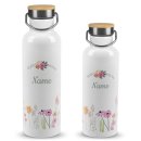 Trinkflasche mit Bambusdeckel - Wildblumen - mit Name -...