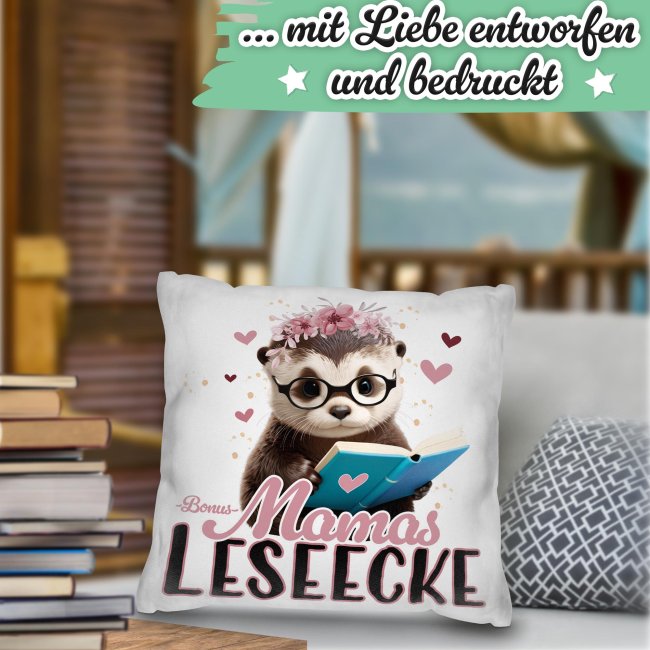 Kissen - Bonusmamas Leseecke - Otter - in 6 Farben