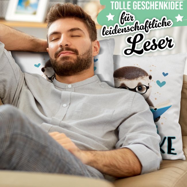 Kissen - Papas Leseecke - Otter - in 4 Farben