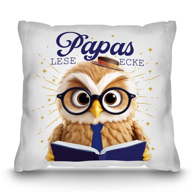 Kissen - Papas Leseecke - Eule - in 3 Farben