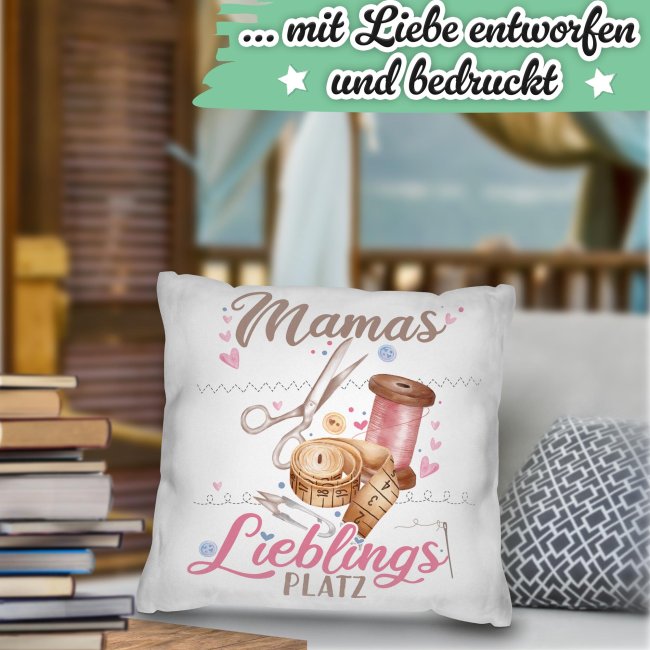 Kissen - Mamas Lieblingsplatz - N&auml;hen - in 7 Farben