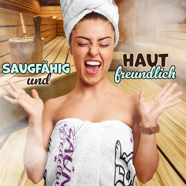 Handtuch mit Spruch - Sauna Wedeltuch - in zwei Gr&ouml;&szlig;en