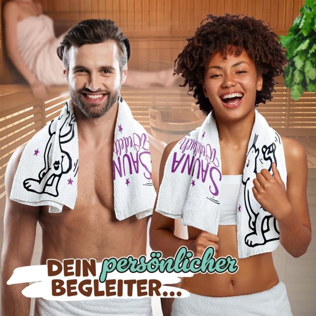 Handtuch mit Spruch - Sauna Wedeltuch - in zwei Gr&ouml;&szlig;en